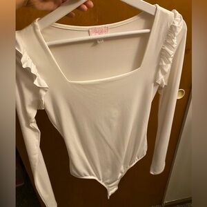 Pink Lily White Ruffle Sleeve Bodysuit